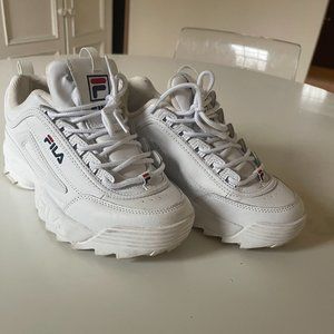 Fila womens Fila Women's Disruptor Ii Premium Sneaker, White/Navy/Red, 9 US